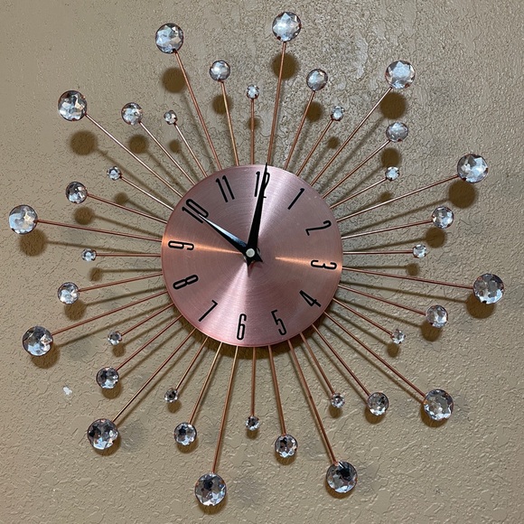 Rose Gold Metal Starburst Wall Clock. Never used, new w/o tags. - Picture 3 of 3